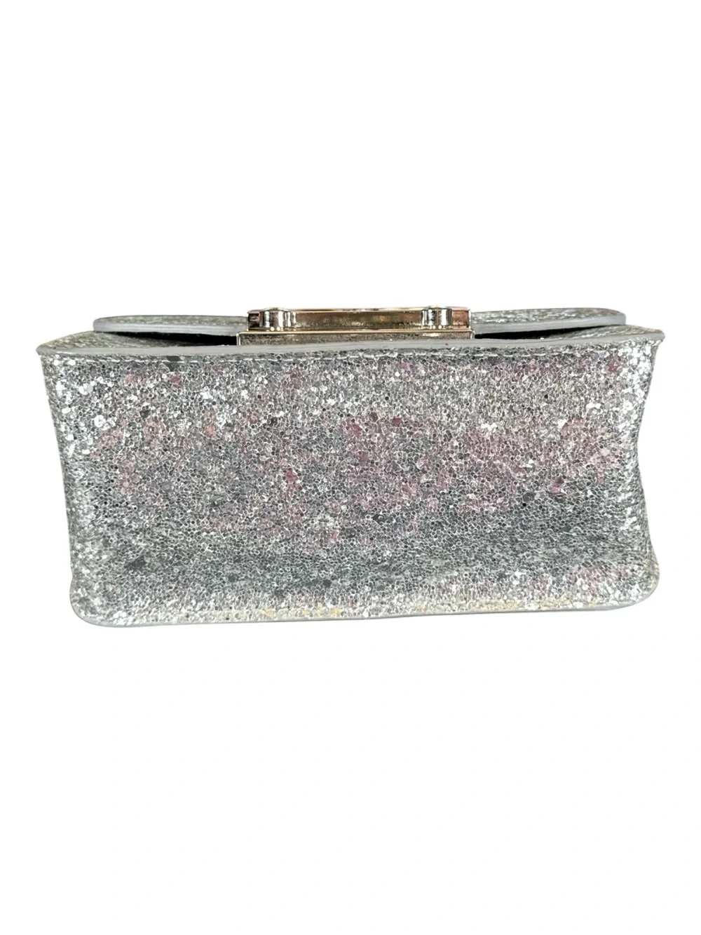 FURLA Metropolis Silver Glitter Mini Crossbody Bag